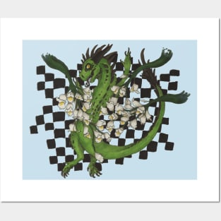 Checkered Green Dragon Posters and Art